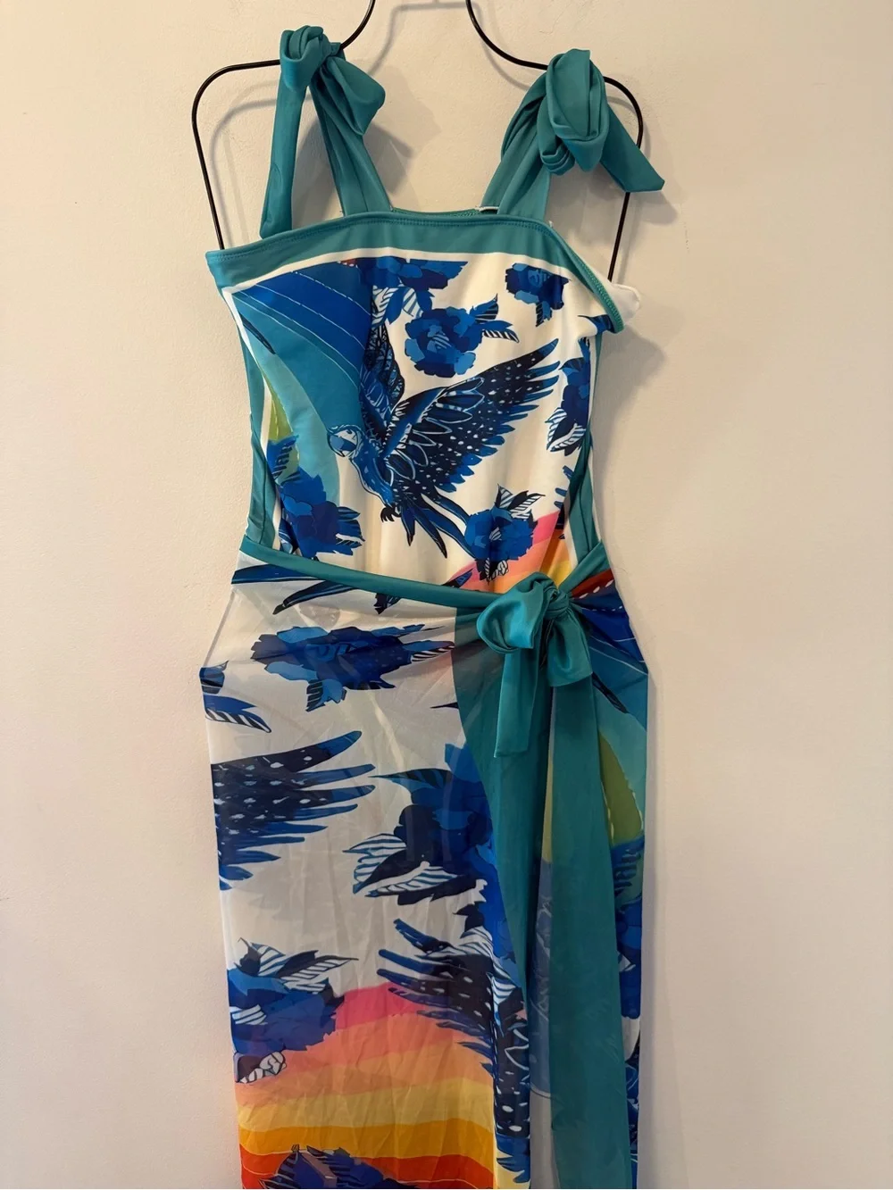 Blue Printed SwimSuit With Pareo Size Large #Lux-Swim-C